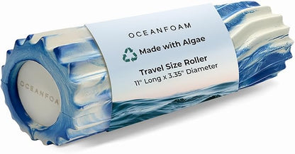 Oceanfoam Ripple Travel Foam Roller (11" x 3.35") Firm Mini Foam Roller for Physical Therapy, Deep Tissue Massage, Back Pain - High Density, Ergonomic Wave Textured - Yoga, Exercise (Royal Marbled)