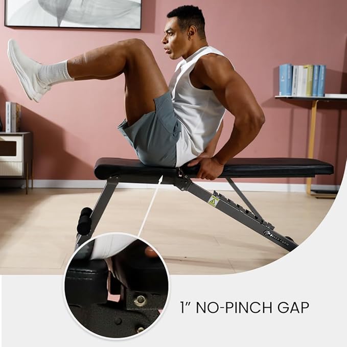 Finer Form 5-in-1 Weight Bench, Adjustable & Foldable for Bench Press, Strength Training and Full Body Workout. Perfect for Dumbbell Sets or an Adjustable Dumbbell Set in Your Home Gym.