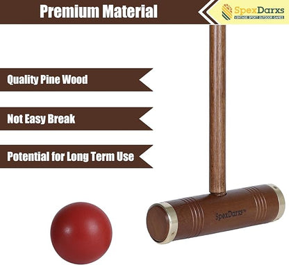 35’’ Six Player Croquet Game, Croquette Set with Premium Wooden Mallets/Colored Balls/Wickets/Stakes/Carrying Bag, Classic Outdoor Backyard Lawn Games for Teens Adults Family