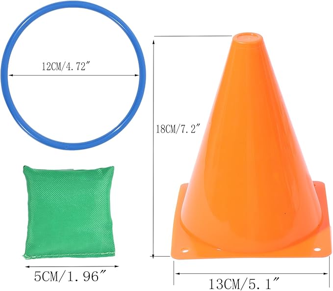 42 pcs 3-in-1 Carnival Games Set Plastic Colorful Cones Ring Toss Combo Set Outdoor Carnival Games Bean Bag for Kids Adults Birthday Party Outdoor Throwing Games