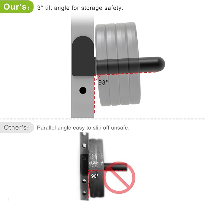 Kipika Weight Plate Holder for 2x2 and 3x3 Power Rack - Attachment for Storage - Fits Standard 1-inch or Olympic 2-inch Plates - Set of 2