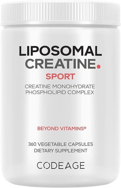 Codeage Liposomal Creatine Monohydrate Supplement, Pure Creatine 2500mg - 3 Months Supply, Micronized, Creatinine Muscles Sports Nutrition and Athletes, Non-GMO - 360 Capsules