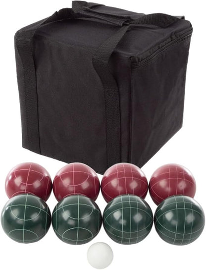 Bocce Ball Set Regulation Size - Lawn Game for Backyard or Beach - Includes Red and Green Bocce Balls, Pallino, and Carrying Case by Trademark Games