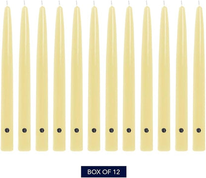 Colonial Candle Unscented Taper Candle, Handipt Collection, Limoncello, 12 in, Pack of 12 - Up to 10 Hours Burn