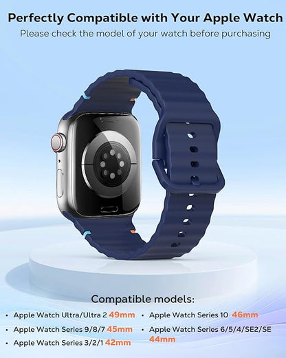 MoKo 2Pack Sport Watch Band Compatible with Apple Watch Band Ultra3/2/1 49mm/Series 11/10/9/8/7/6/5/4/3/2/1/SE3/SE2/SE 46/45/44/42/41/40/38mm,Adjustable Breathable Strap