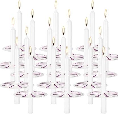 200 pcs Church Candles with Drip Protectors for Devotional Candlelight Vigil Service, Unscented White 5" H X 1/2" D, No Smoke, Shabbat, Praye