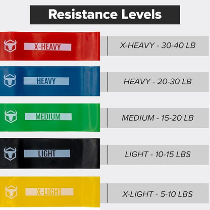 Resistance Bands for Working Out (Set of 5) – Elastic Bands for Exercise & Physical Therapy – Loop Resistance Bands for Glutes, Home Workouts, Yoga, Pilates, Stretching & Legs