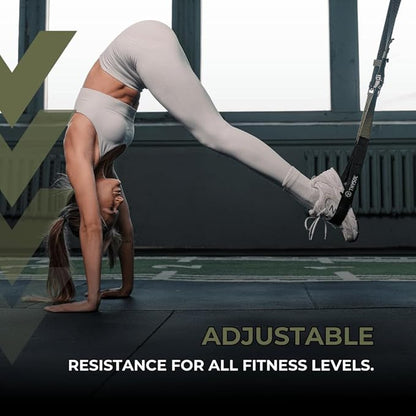 THYSOL® Resistance Trainer Pro Xtreme Straps Army | Sling Trainer Set with Adjustable Door Anchor | Fitness Home Workouts - Suitable for Travelling & for Training Indoor & Outdoor