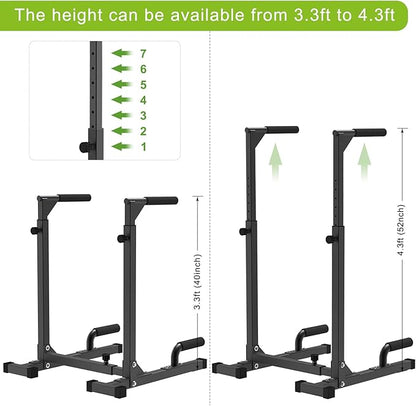 SELEWARE Heavy Duty Dip Bar, Adjustable Width & Height Dip Station Home Gym Fitness Equipment, 800lbs Capacity, Multifunctional Strength Training Dip Stand with Push Up Bar for Tricep Dips, L-Sits