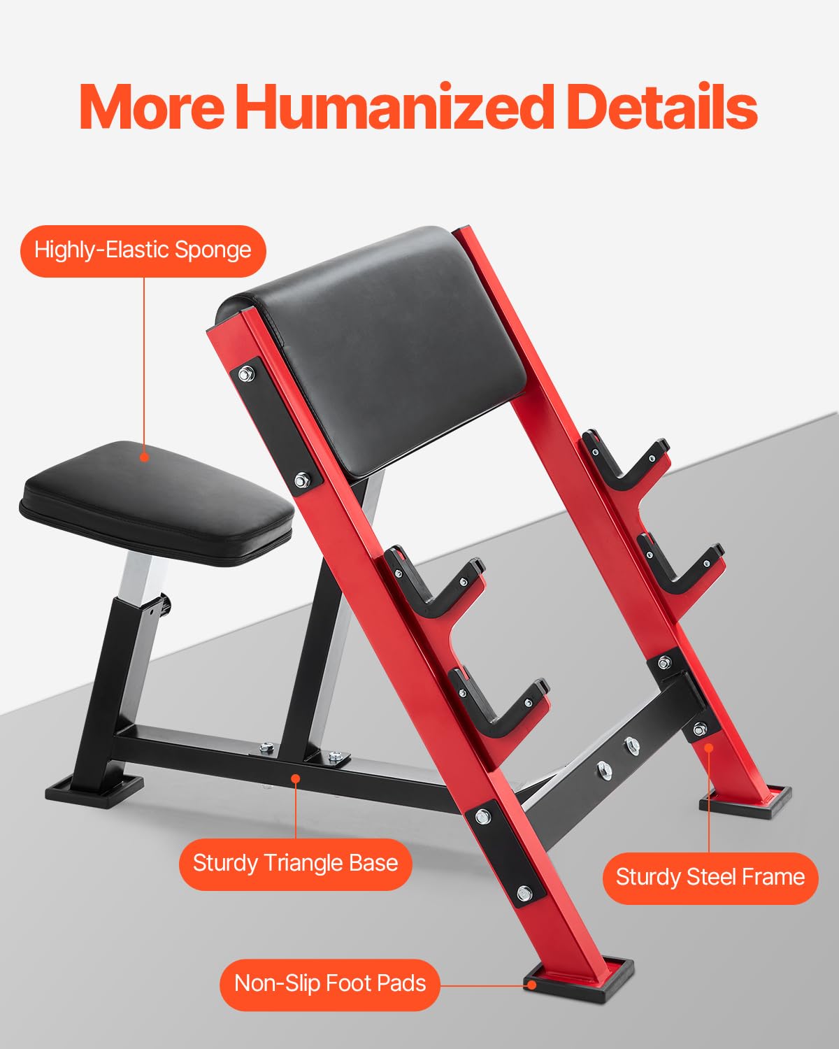 VEVOR Preacher Curl Bench, Strength Training Benches, Max Load 660 LBS Home Gym Fitness Equipment