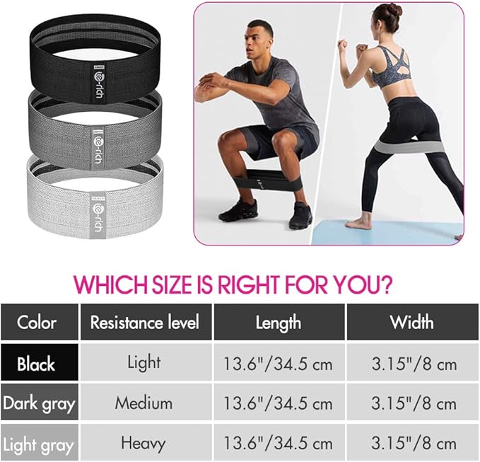 Resistance Bands, Fabric Workout Bands for Women & Men, Cloth Booty Resistance Loop Bands, Thick Squat Bands for Butt/Legs/Thigh/Hip/Glute Excersing