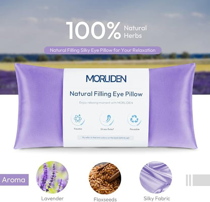 Lavender Eye Pillows for Relaxation, Yoga Eye Pillow for Meditation, Microwavable Weighted Eye Pillow for Yoga, Moist Heat & Cold Eye Compress with Aromatherapy (Light Purple) - 2 Pack