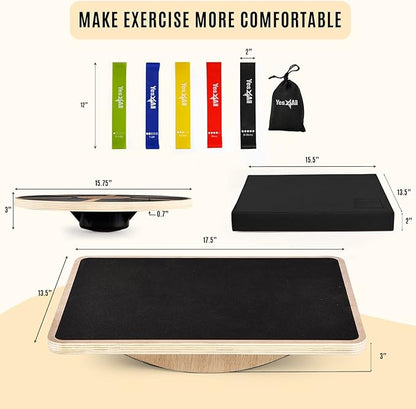 Yes4All Versatile Wooden Wobble Balance Board, Balance Trainer for Mobility Training, Standing Desk, Core Training, Exercise Balance Stability Trainer