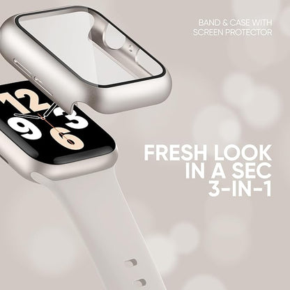 Compatible for Apple Watch Series 11 10 Band 42mm and Case with Screen Protector, Soft Silicone Sport Strap Bands and Protective Cover with Tempered Glass for iWatch Series 11 10