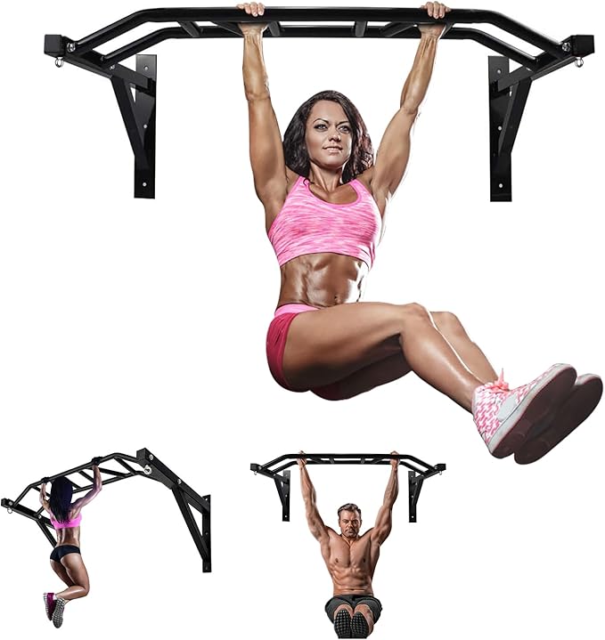 Wall Mounted Pull up Bar Multifunctional Chin up Bar Strength Training Pull-up Bar for Indoor Home Gym Fitness, Supports to 440 Lbs…