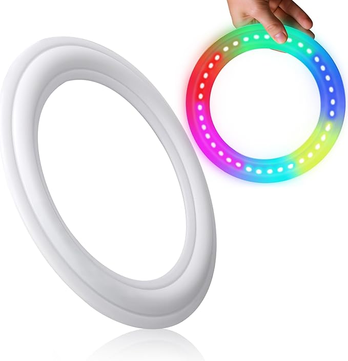 Amarlozn Light up Flying Ring Disc Toy for Kids Adults, 10" Rechargeable 12 Dynamic Modes Glow in The Dark Flying Ring, Led Flashing Beach Sport Disc, Outdoor Park Yard Night Camping, Toss Catch Game