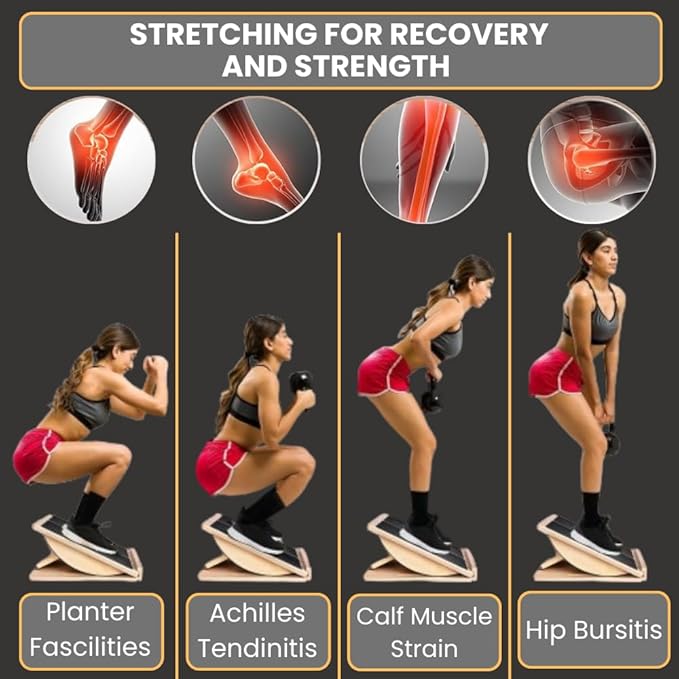 2-in-1 Fitness Slant Board for Calf Stretching Adjustable Incline Board for Mobility, Rehab, Yoga, Pilates, Planter Fasciitis Calf Stretcher Balance Board for Feet Heel Ankle ??Portable