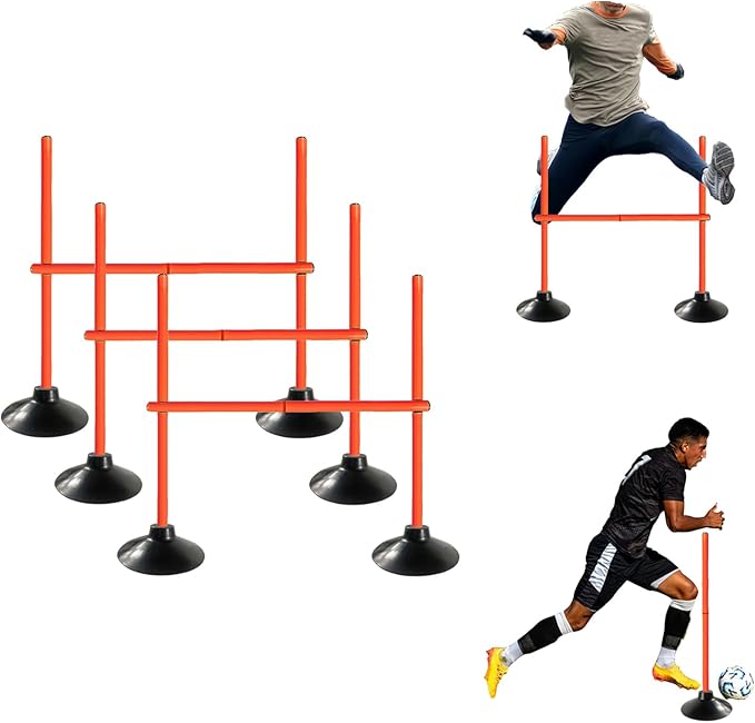 TNZMART 3.3 FT Agility Poles Adjustable Hurdles for Soccer Football Speed Training Equipment Track and Field