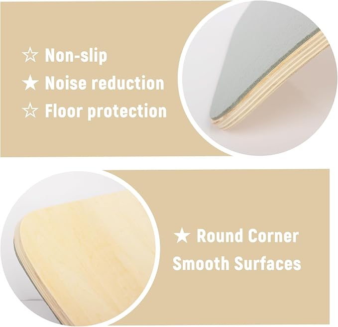 Wooden Wobble Balance Board, 33 Inch Rocker Board Natural Wood, Kids Toddler Open Ended Learning Toy, Yoga Curvy Board for Office & Classroom Adult