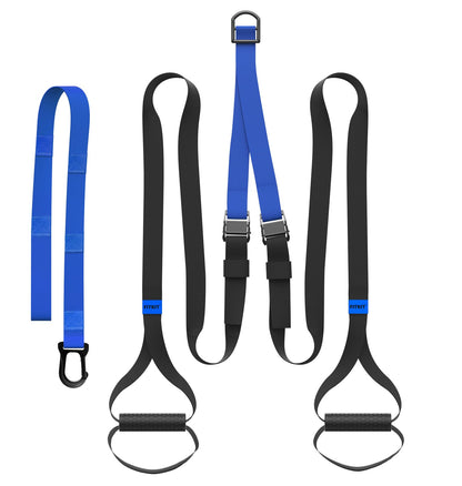 FITKIT Suspension Straps with Built-in Door Anchor, 700 lb Capacity (Blue)