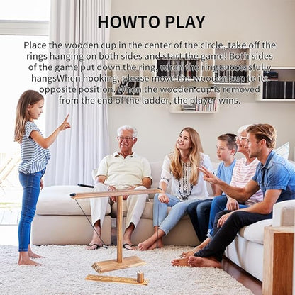 Ring Toss Game, Ring Throwing Game with Shot Put, Hook and Ring Throwing Game for Adults Kids, Fun Hook and Ring Game with Ladder