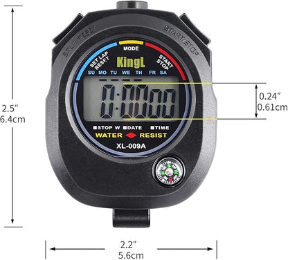 2 Pack Digital Stopwatch Timer: Large Display Multi-Function Stop Watch for Sports Coaches Swimming Running Fitness Referees Electronic Stopwatch with Lap Split Date Time Alarm for Kids Adults