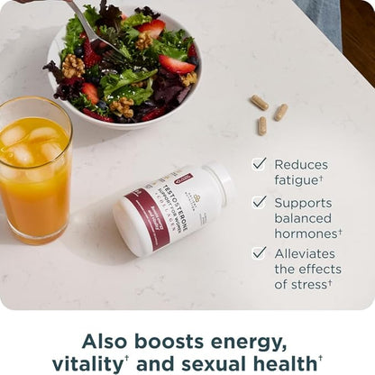 Ancient Nutrition Testosterone Support + Collagen Supplement, Hydrolyzed Collagen Peptides, Key Clinically Studied Superfoods Support Female Hormone Balance & Healthy Testosterone Levels, 90 Capsules