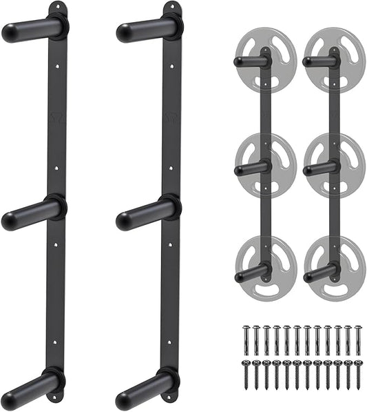 "Kipika Weight Plate Storage Rack - Wall Mounted Weight Plate Holder with Durable Steel Construction Organizer for Olympic Plates, 1000lb Capacity, Space-Saving for Home Gym"