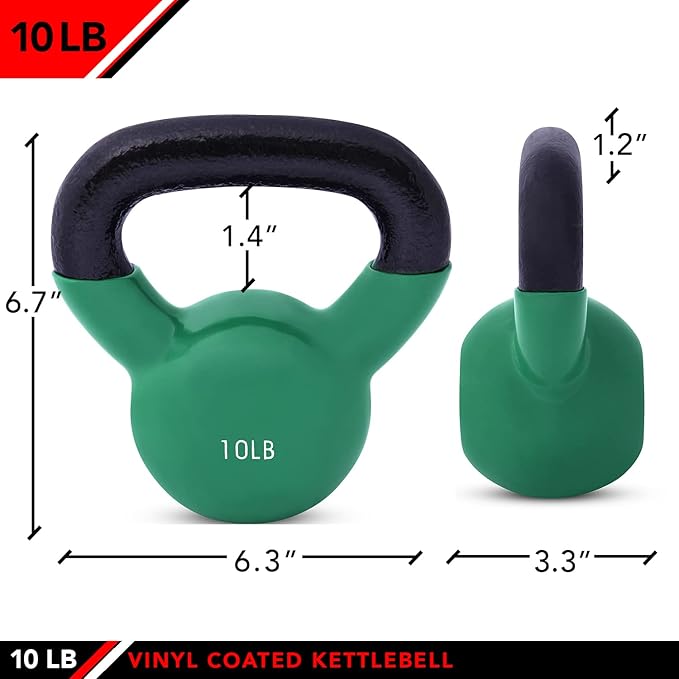 JFIT Kettlebell Weights Vinyl Coated Iron, 10 LB