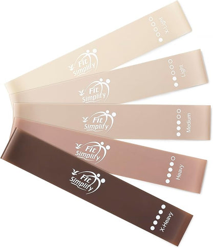 Fit Simplify Resistance Loop Exercise Bands with Instruction Guide and Carry Bag, Set of 5