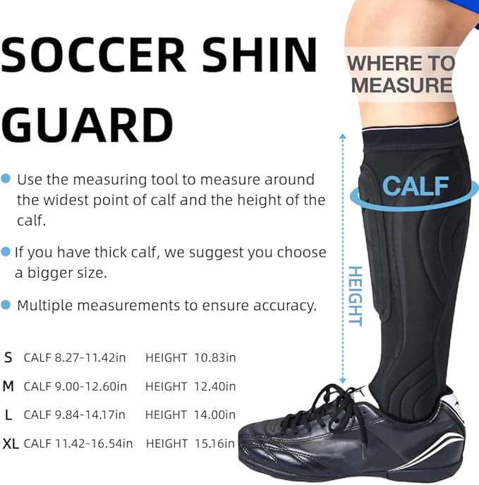Soccer Shin Guards, Soccer Protective Gear with Calf and Ankle Pads, Shin Guard Pads for Youth and Adult