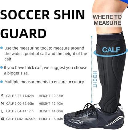 Soccer Shin Guards, Soccer Protective Gear with Calf and Ankle Pads, Shin Guard Pads for Youth and Adult