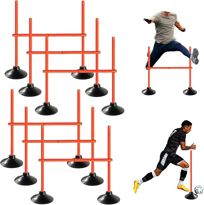 TNZMART 3.3 FT Agility Poles Adjustable Hurdles for Soccer Football Speed Training Equipment Track and Field