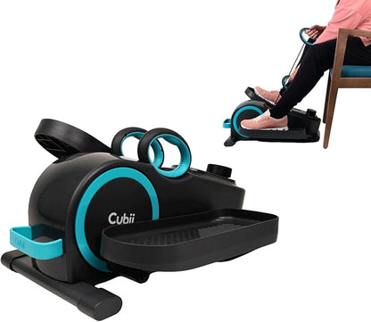Cubii Total Body - Under Desk Seated Elliptical Pedal Exerciser with Built in Upper Body Resistance Bands, 12 Levels of Resistance, LCD Display, Whisper Quiet - Adult to Seniors