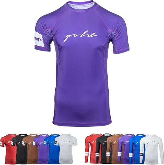 Gold BJJ Foundation Rash Guard - Ranked No-Gi and Gi Jiu Jitsu Rashguard
