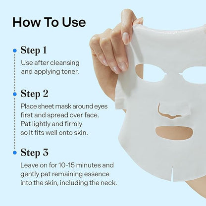 Torriden DIVE IN Hyaluronic Acid Facial Mask (10 sheets) | Extra Moisturizing Care | Hyaluronic Acid, Panthenol, Allantoin | Korean Face Mask