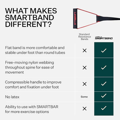 Les Mills™ SMARTBAND™ Workout Resistance Band with Handles, Home Gym Workout Equipment, Elastic Stretch