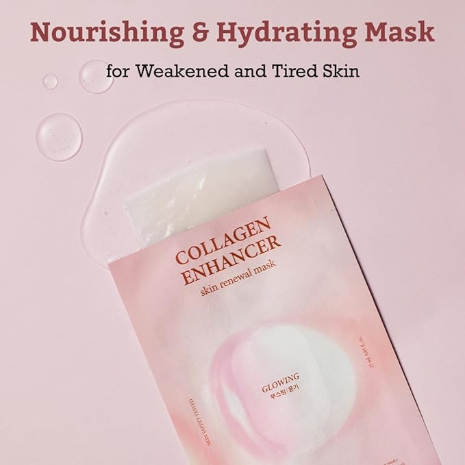 LEADERS Collagen Enhancer Skin Renewal Mask ??Boosts Elasticity, Firmness & Hydration for a Plump ??Hydrating Face Mask with Hydrolyzed Collagen, Plant Extracts, & Moisture-Rich Formula ??10 Sheets