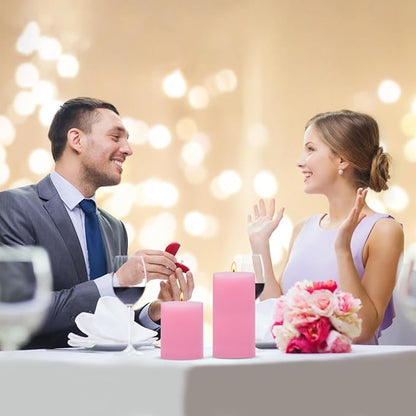 3 Packs Different Size Pink Pillar Candles, Unscented Dripless 2.75x3, 2.75x4, 2.75x6 Inch Pastel Colored Long Lasting Burning Cylinder Wax Candles for Home Power Outage Dinner Table Decoration