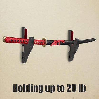 Sword Holder Wall Mount 1-Tier Velvet Padded Hook Katana Holder Adjustable Display Hanger for Samurai Sword Tanto Rapier Light Saber Cosplay Blade Tanjirou Demon Slayer Weapon Rack…