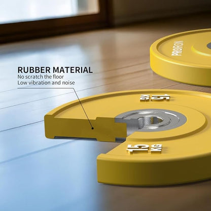 PROIRON Olympic Rubber Bumper Plates,Floor Protective Weight Plates,2" Solid Weight Plates for Barbell Strength Training and Weight Lifting,Less Impact, Absorb Bounce & Shock,5KG(11LB)/10KG(22LB)/15KG(33LB)/20KG(44LB),Single or Pair