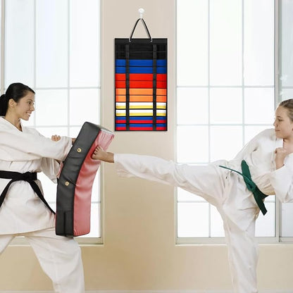 2 Pack Martial Arts Belts Organizer, Hanging Karate Belt Display Holds 12 Karate Belts for Martial Arts Learners(No Accessories Included)