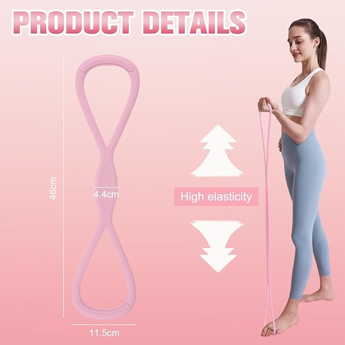 2PC Figure 8 Exercise Bands for Women Men, Victoriousact Resistance Bands, Fullbody Yoga Pulling Rope with Handles for Glutes, Back, Chest Expander Strap