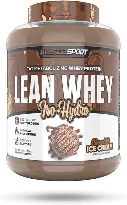 Musclesport Lean Whey Revolution??Protein Powder - Whey Protein Isolate - Low Calorie, Low Carb, Low Fat, Incredible Flavors - 25g Protein per Scoop - 5lb Chocolate Ice Cream