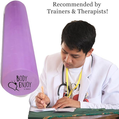 Small Size Medium Density EVA 4 Inch Foam Roller for Back &Leg Pain; Sore Muscle Recovery; Trigger Point Massage Roller Ø3.75x18inch Physical Therapy; Helps as Spine Cracker Stretcher