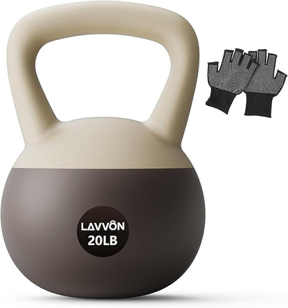 Soft Kettlebell - Cushioned Impact-Resistant Base and Anti-Slip, Kettle bell Anti-Slip Grip Weight for Home Workouts, Safe Strength Training Kettlebells Sets for Women & Men, With Non-slip Gloves