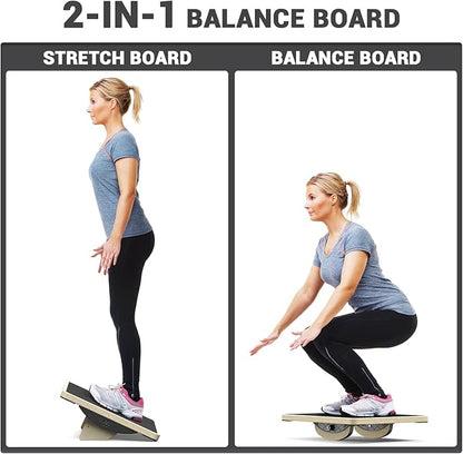 Sportneer 2-in-1 Balance Board ??Adjustable Wobble & Slant Board for Core Strength, Stretching, Rehab, Standing Desk, Home Gym Workout