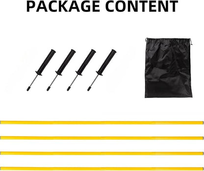 4 Pcs 5FT Agility Training Poles for Soccer,Basketball,Football,Dog,Horse Training-Adjustable Speed and Agility Training Equipment Sports Training Sticks with Ground Spring Nails and Storage Bag