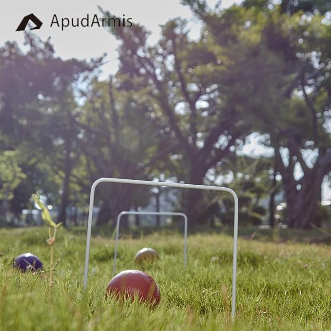 ApudArmis Universal Croquet Wickets Standard Size, Set of 9 White Square Arrow Wickets Rplacement for 28In or 32In Croquet Lawn Backyard Outdoor Game (8In Height & 6.3In Width)