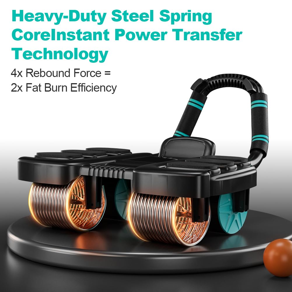 Four-wheel Automatic Rebound Ab Roller Wheel with Elbow Support, Abdominal Wheel Core Exercise